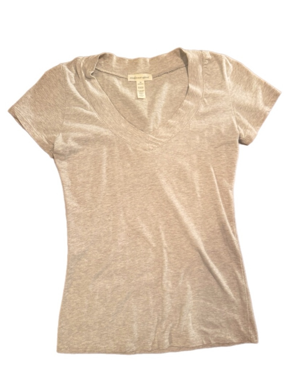 Ambiance Light Taupe V-Neck Short Sleeve Tee size medium